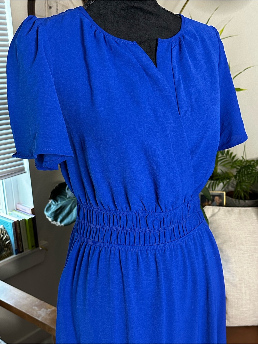 Monteau Cobalt Blue Maxi Dress with Flutter Sleeves - Picture 3 of 10